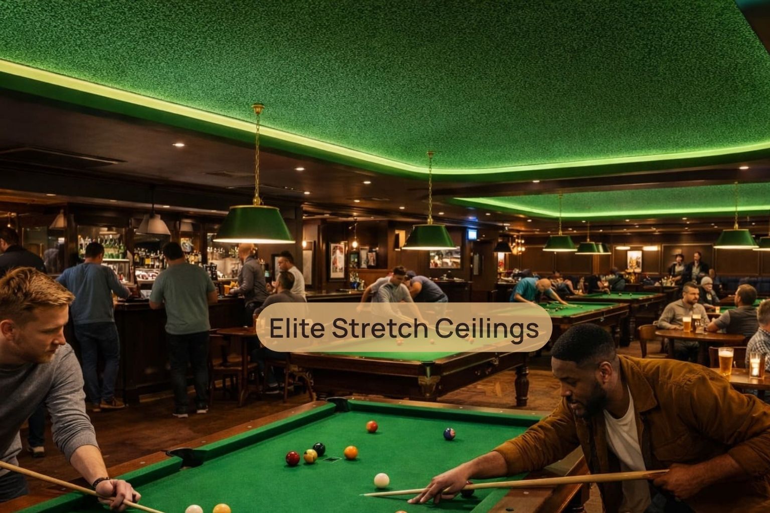 Commercial fabric stretch ceiling installation for a gallery interior.