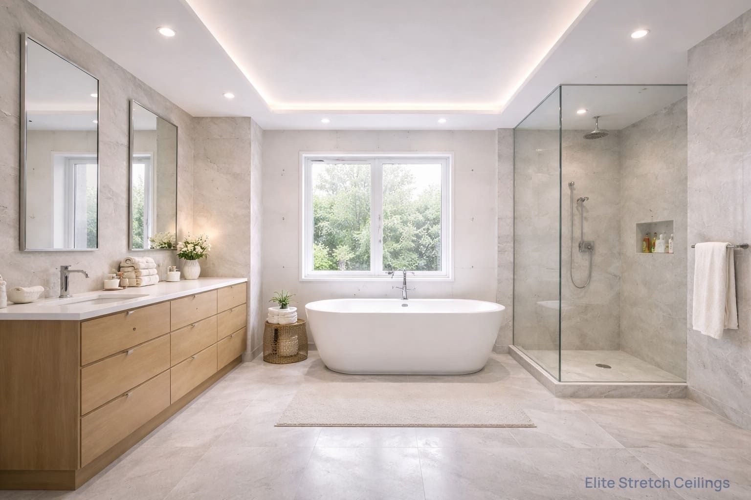 Residential matte stretch ceilings in the bathroom