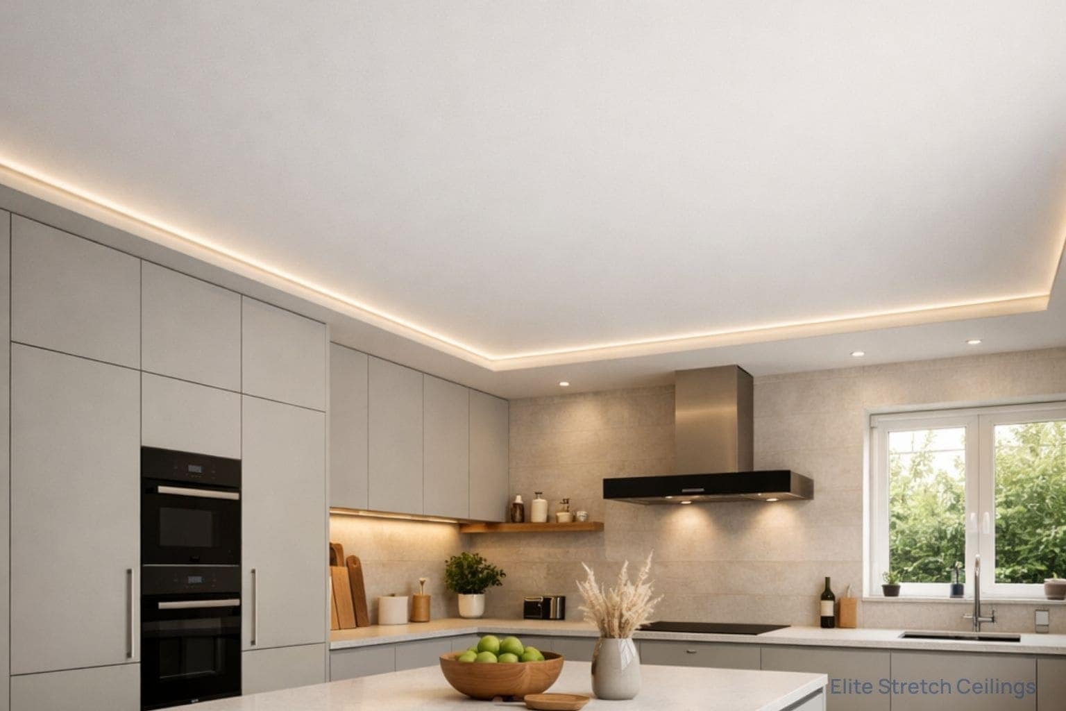 Residential matte stretch ceiling installation