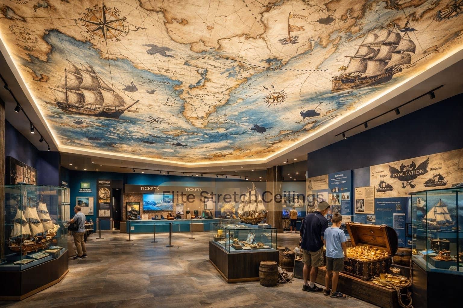 Printed stretch ceiling design idea for a museum in the UK.