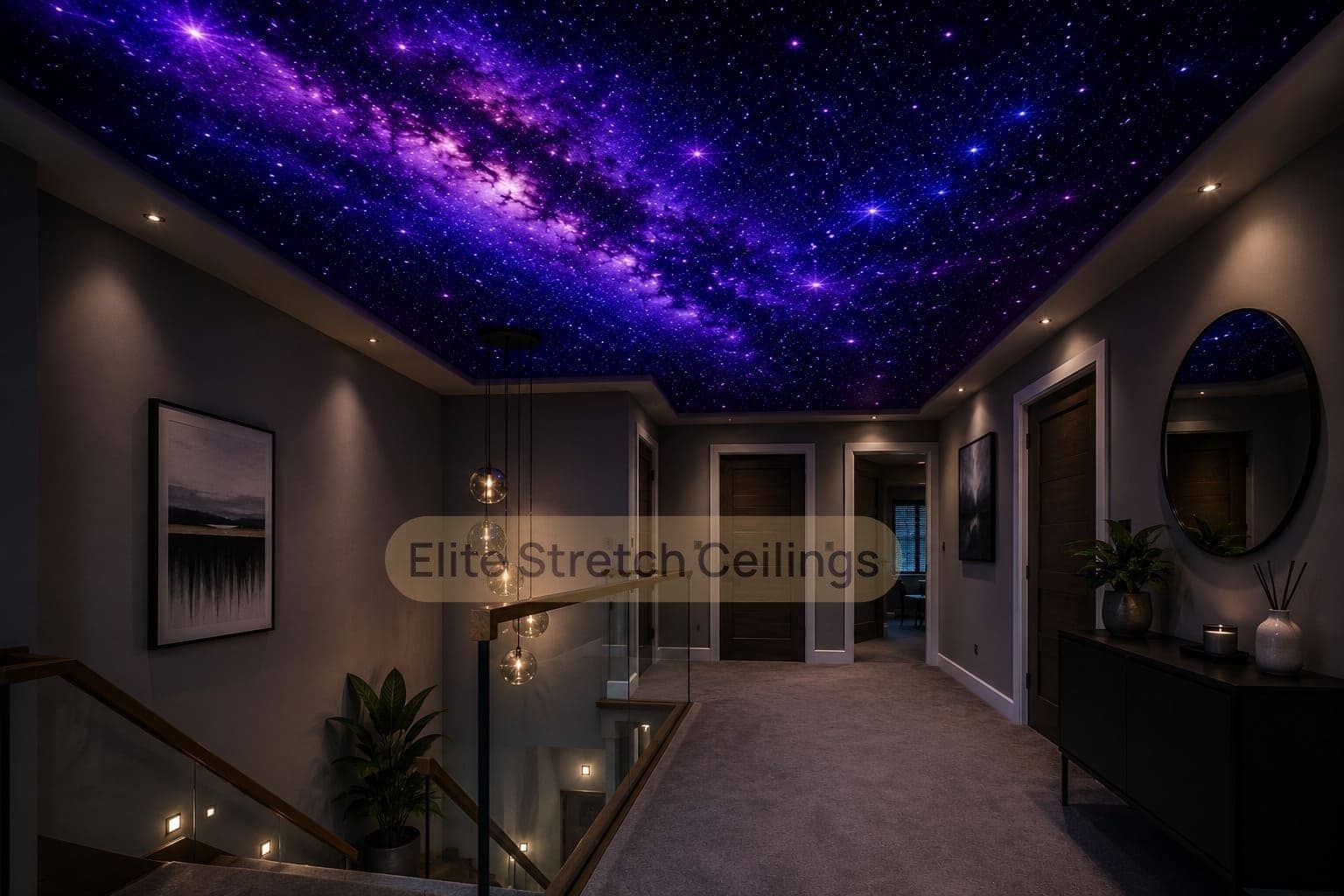Galaxy stretch ceiling design idea for a original hallway in the UK.