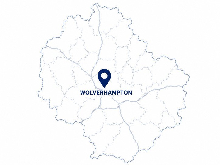 Stretch Ceilings Wolverhampton service area map