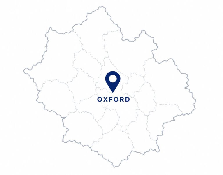 Stretch Ceilings Oxford service area map