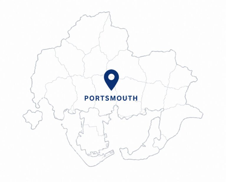 Stretch Ceilings Portsmouth service area map